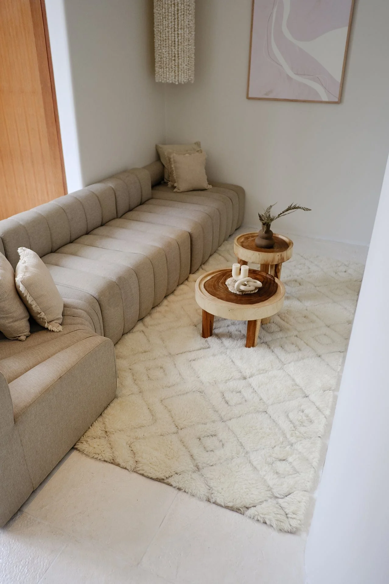 Alina Diamond Pattern Berber Wool Shag Rug - Image 7