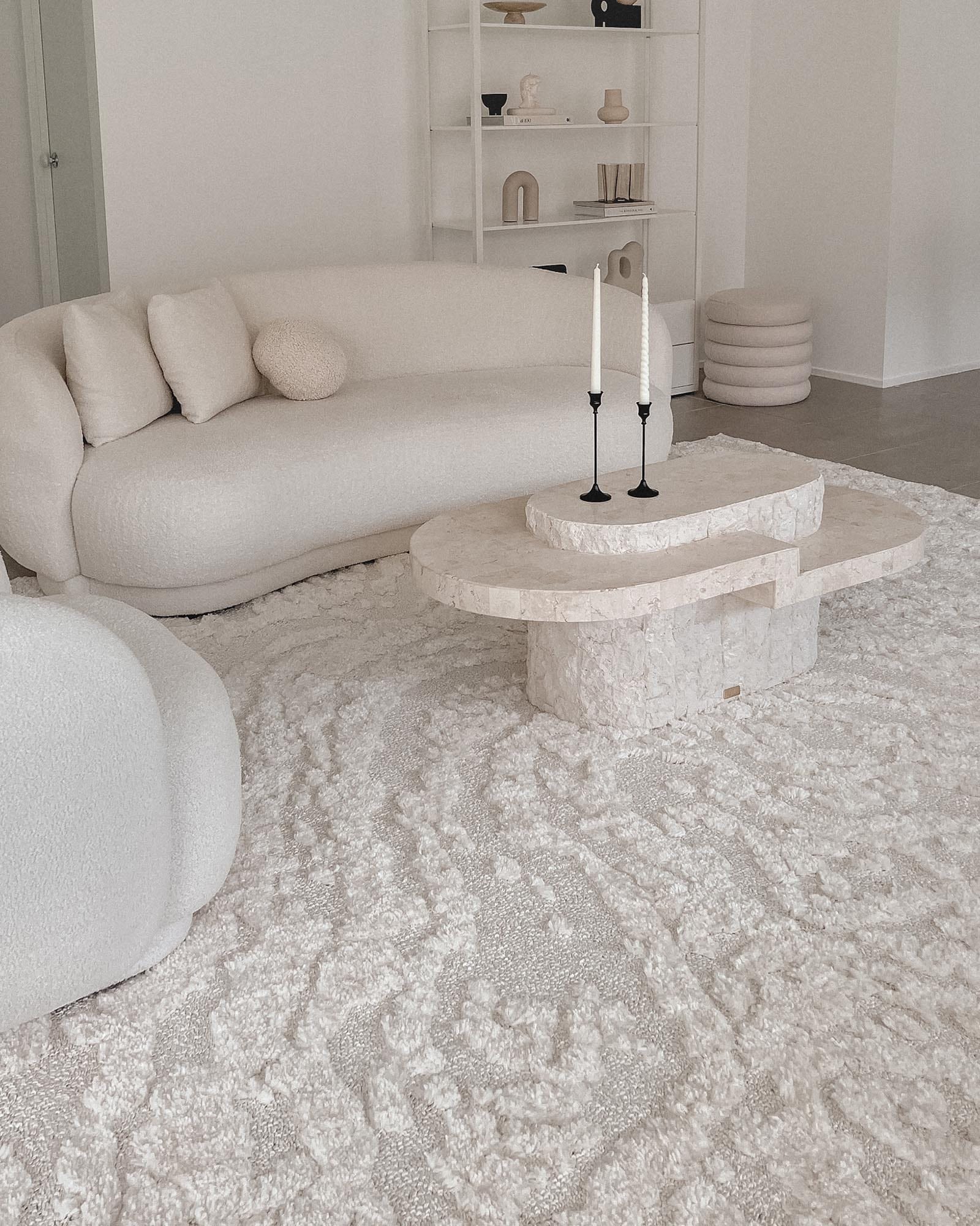 Alturra Ivory Cream Abstract Textured Rug - Image 5