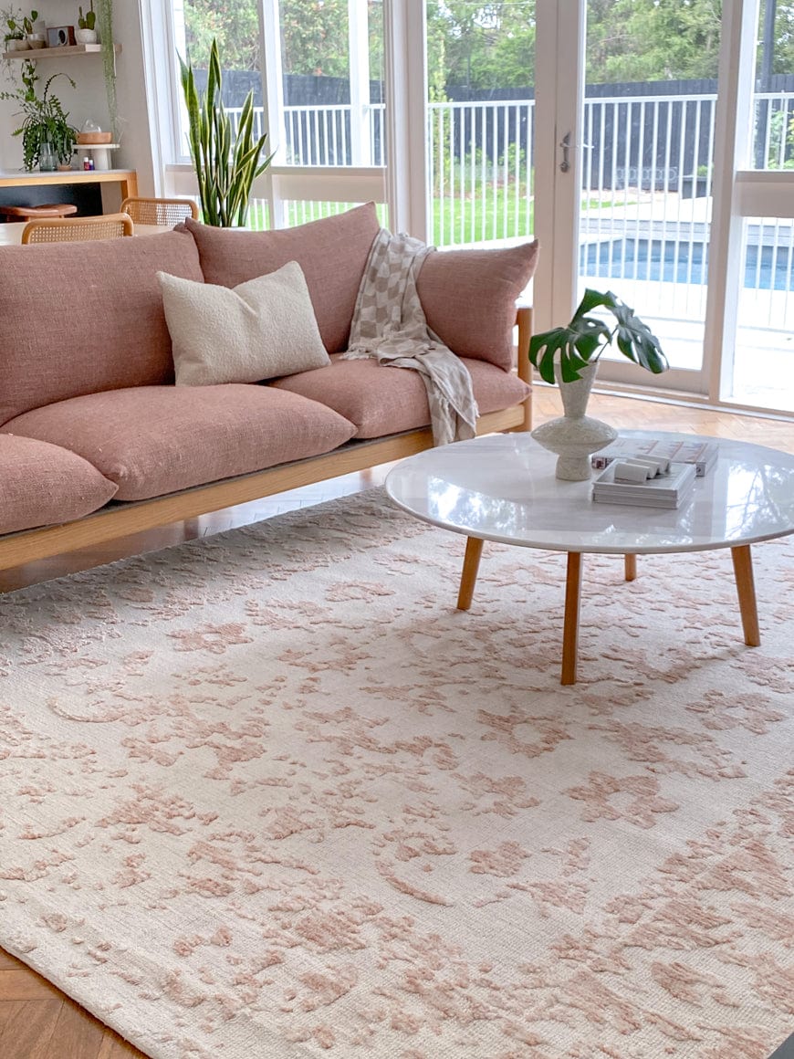 Aria Pink and Ivory Floral Transitional Rug - Image 4