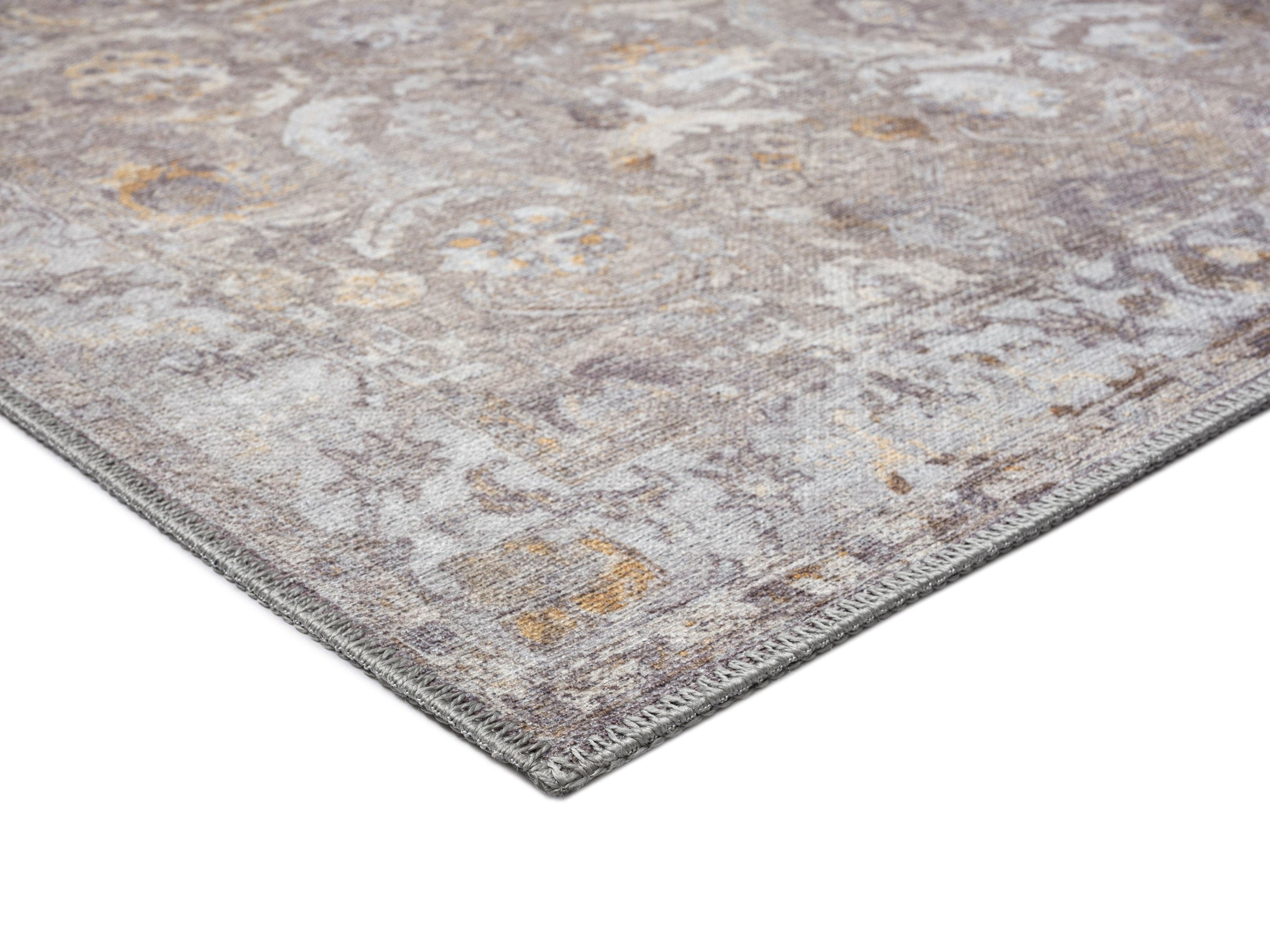 Ava Grey and Gold Traditional Distressed Washable Rug - Image 13