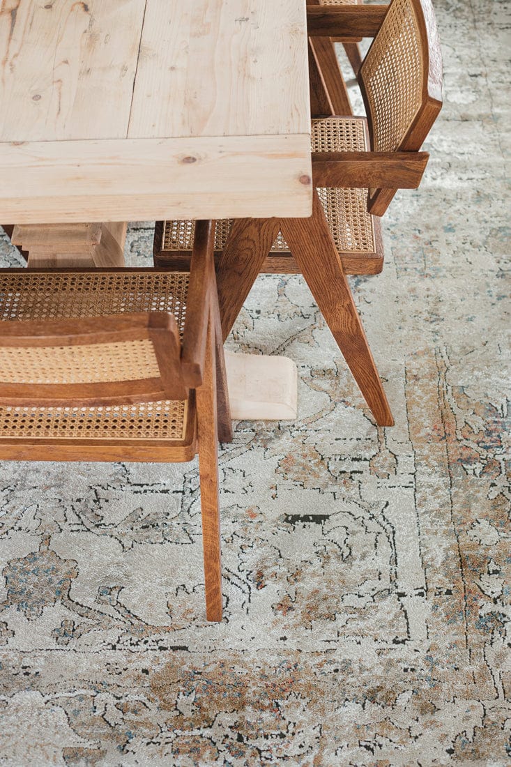 Constance Beige And Blue Distressed Floral Rug - Image 6