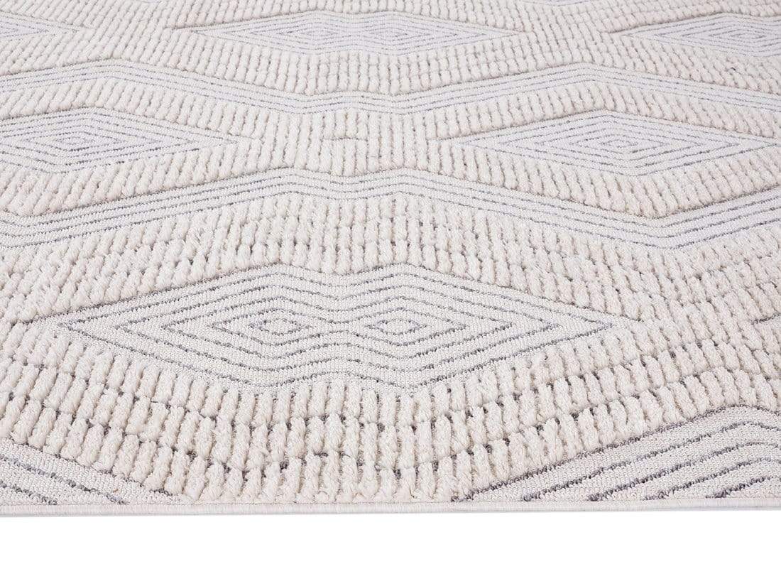 Dayna Ivory and Grey Textured Diamond Tribal Rug - Image 17