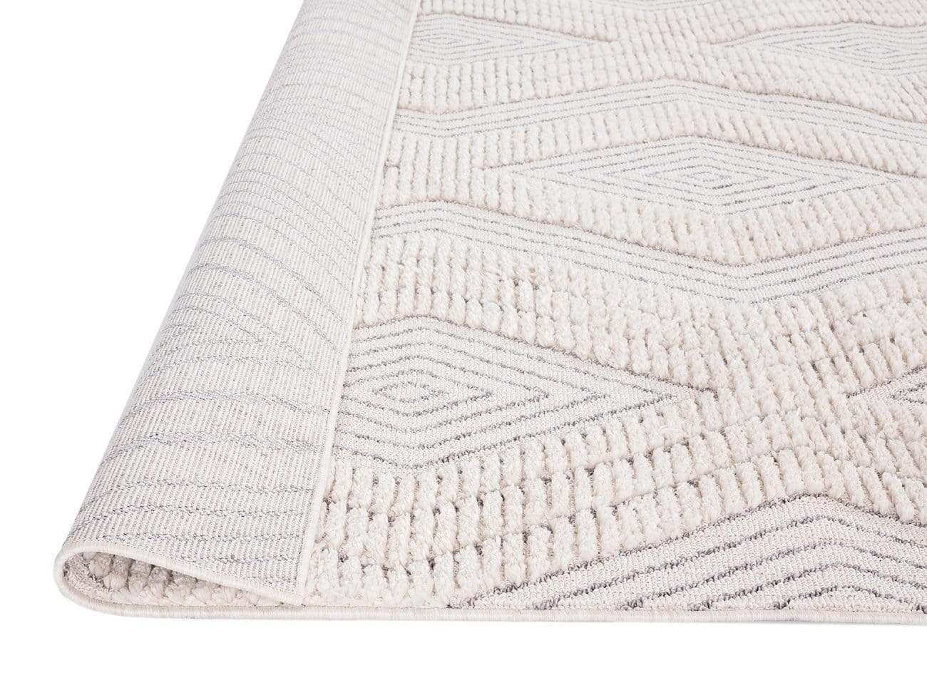 Dayna Ivory and Grey Textured Diamond Tribal Rug - Image 18