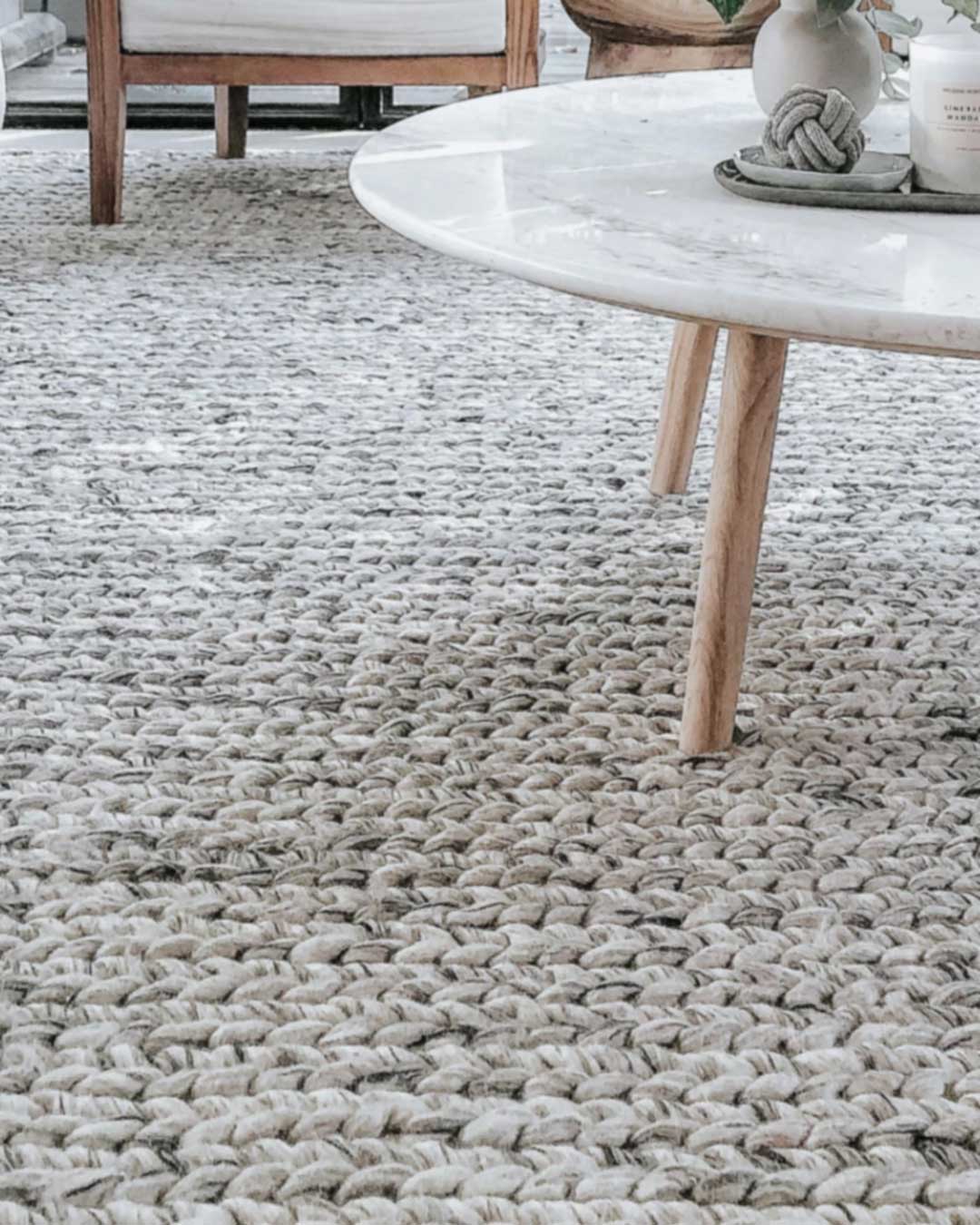 Farrah Marble Grey Braided Wool Rug - Image 5