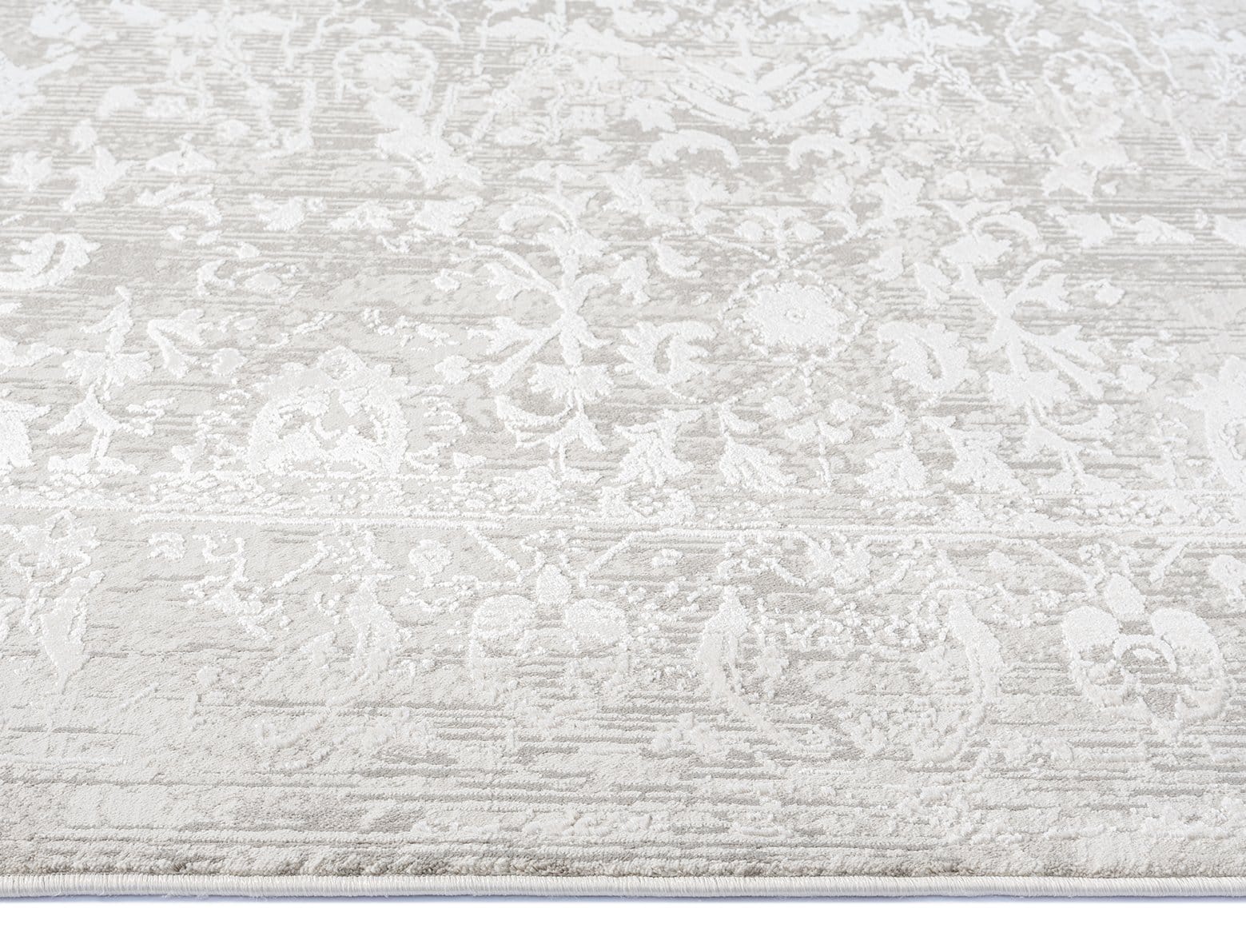 Gabriella Grey and Ivory Distressed Floral Rug - Image 7