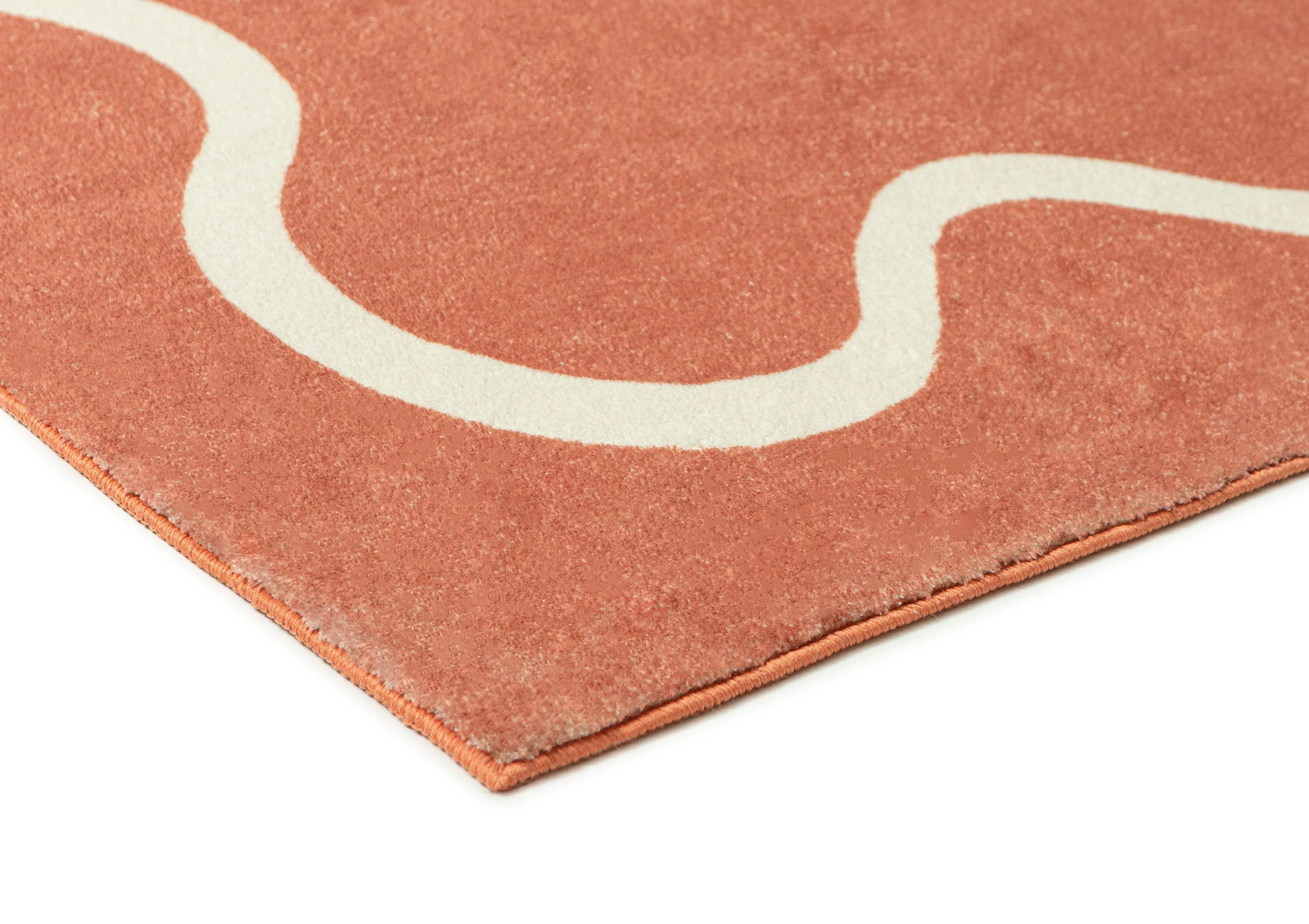 Gertrude Pink and Cream Wiggle Bordered Washable Rug - Image 2