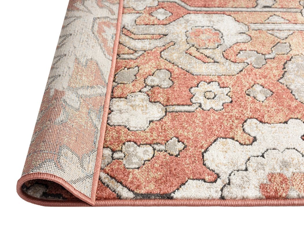 Gracie Peach Terracotta Transitional Floral Motif Rug - Image 7