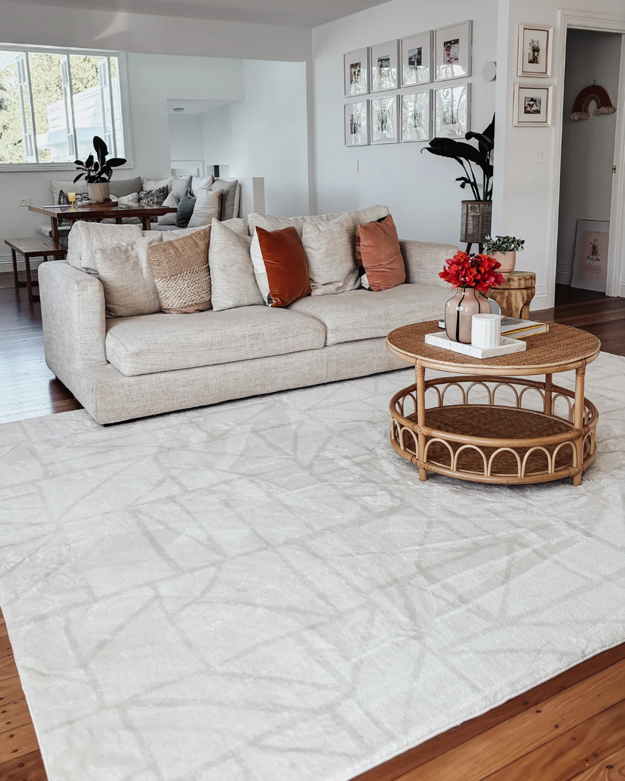 Luca Grey Cream Geometric Washable Rug - Image 2