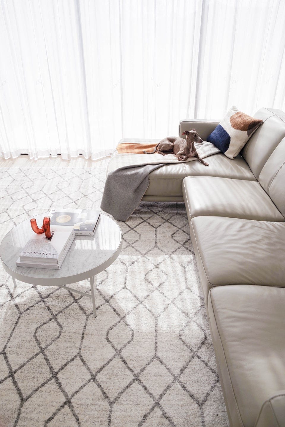 Neda Grey and Ivory Diamond Pattern Rug - Image 3