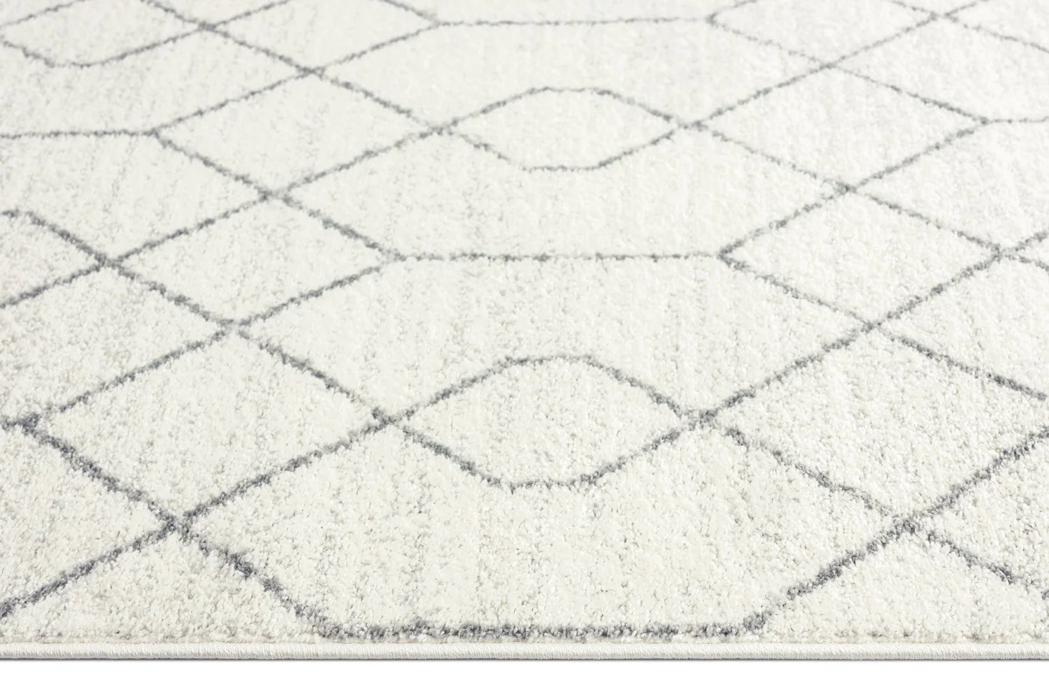 Neda Grey and Ivory Diamond Pattern Runner Rug - Image 7