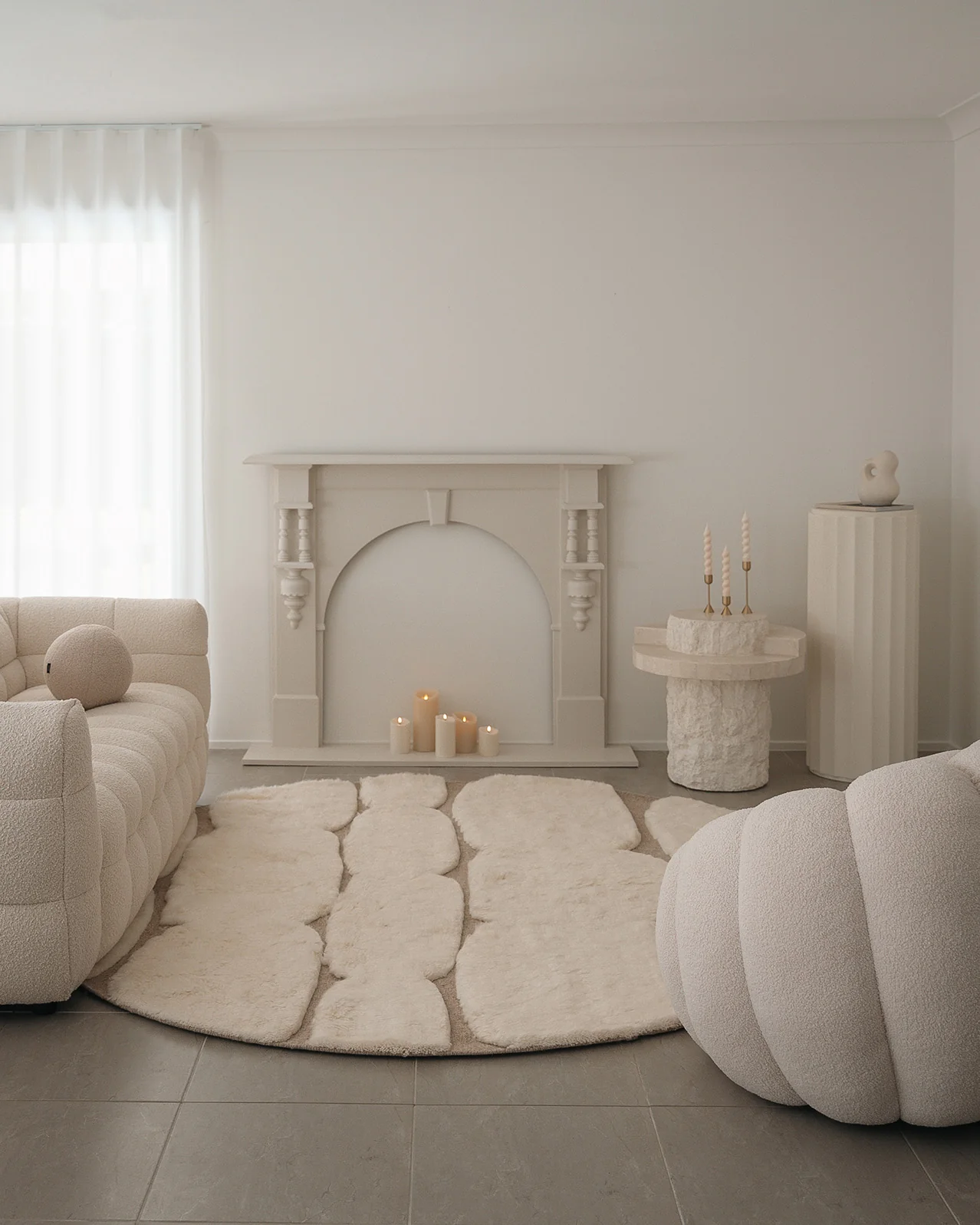 Olympia Ivory Textured Wool Round Rug - Image 2