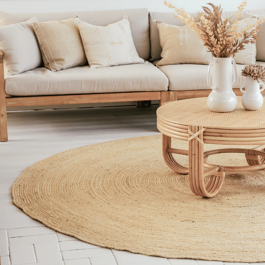Sete Bleached Hand-Braided Round Jute Rug - Image 3