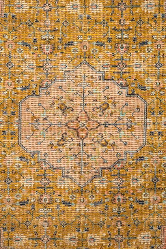 Sissa Mustard and Peach Floral Distressed Rug - Image 12