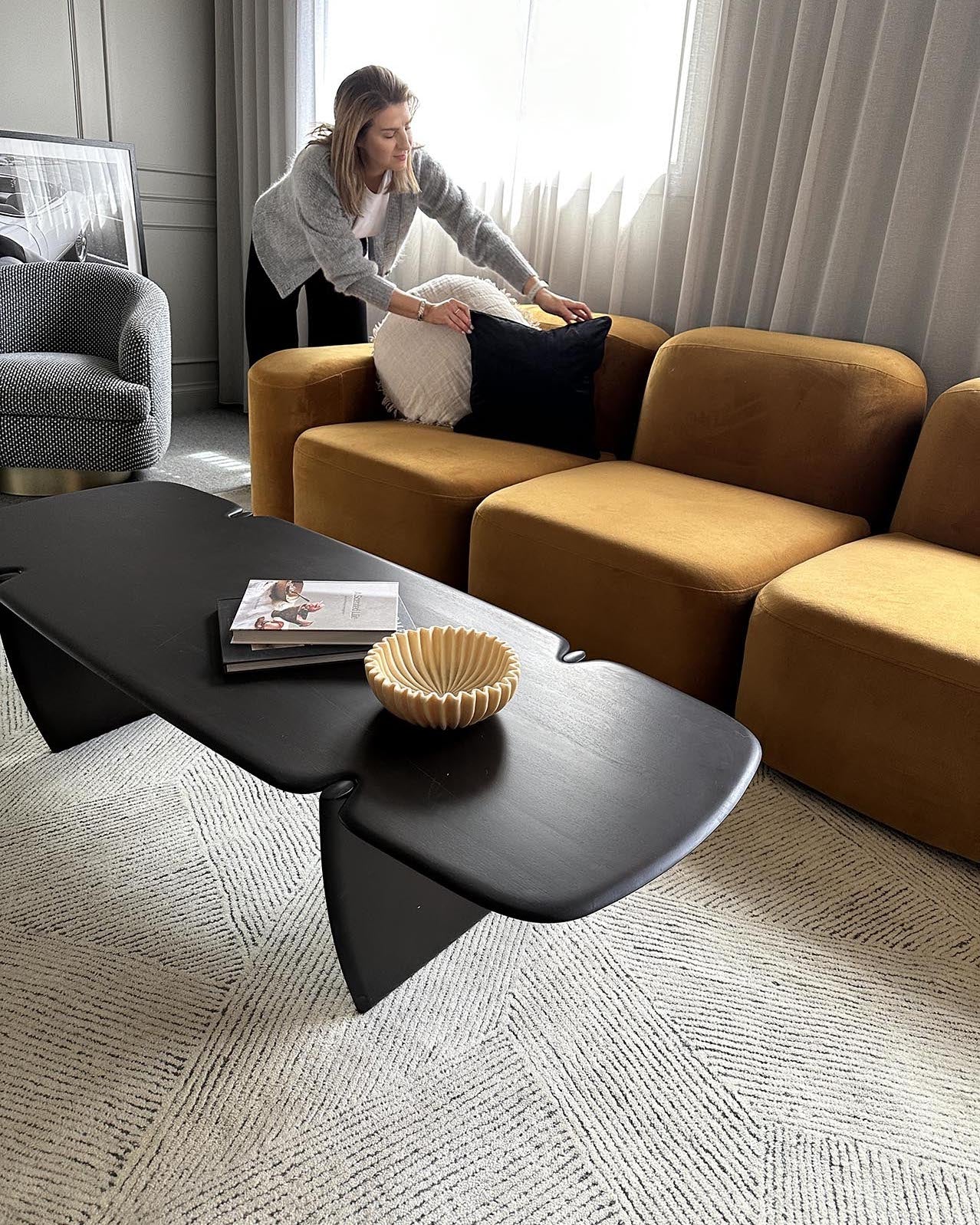 Tilde Charcoal and Ivory Striped Modern Wool Rug - Image 4